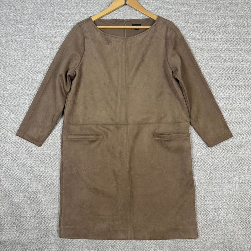 Ann Taylor Sz 14 Dress Boxy Sheath Brown Boho Fairy 90s Cottage Pockets Western - Picture 1 of 12